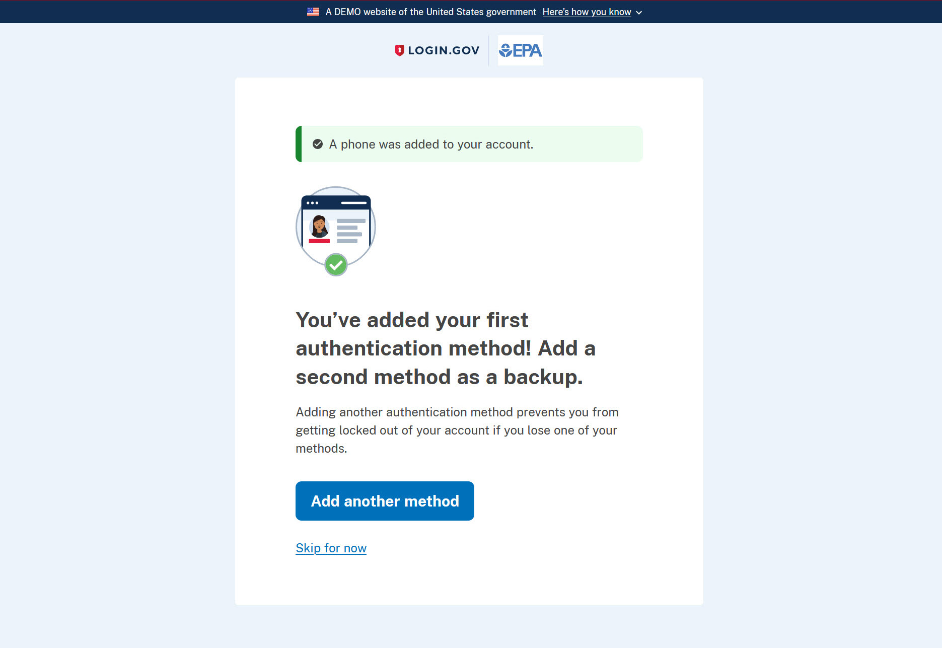 Login.gov - authentication method confirmation